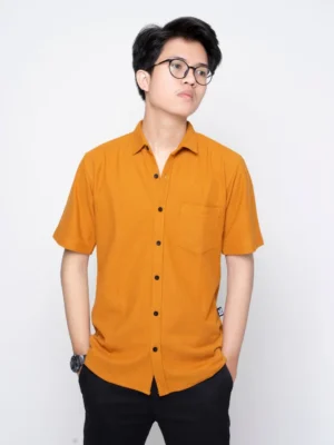Pique Shirt Short Sleeve Dark Mustard