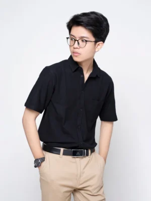Pique Shirt Short Sleeve Black