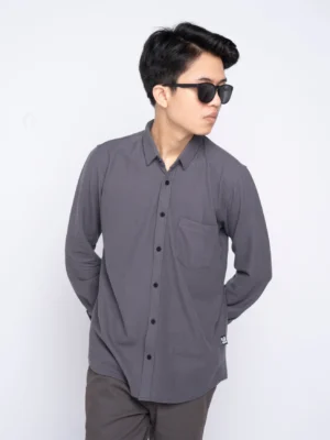 Pique Shirt Long Sleeve Grey