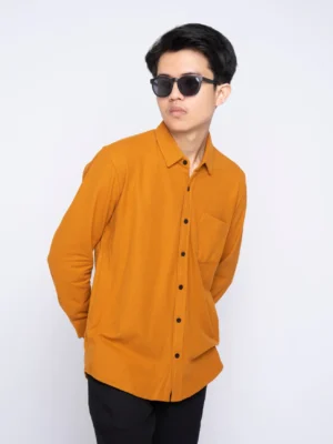 Pique Shirt Long Sleeve Dark Mustard